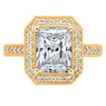thumbnail image 1 of 2.78 ct Emerald Cut Natural Aquamarine with Simulated Diamond Halo Accents 18K Yellow Gold Womens Engagement Ring, 1 of 6