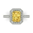 thumbnail image 1 of 2.78 ct Emerald Cut Natural Citrine with Simulated Diamond Halo Accents 18K White Gold Womens Engagement Ring, 1 of 5