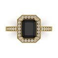 thumbnail image 1 of 2.78 ct Emerald Cut Natural Onyx Halo Engagement Ring for Women in 18K Yellow Gold, 1 of 5