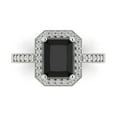 thumbnail image 1 of 2.78 ct Emerald Cut Natural Onyx with Simulated Diamond Halo Accents 14K White Gold Womens Engagement Ring, 1 of 6