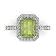 thumbnail image 1 of 2.78 ctw with Simulated Diamond Halo Accents Anniversary Ring for Women | Emerald Cut Natural Peridot | Hyperallergenic Solid 14K White Gold, 1 of 5