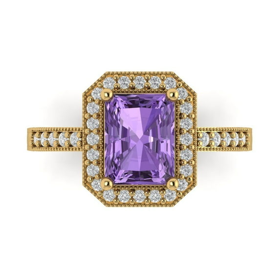 Clara Pucci 14K Yellow Gold 2.78ct Alexandrite Halo Ring for Women