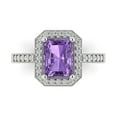 thumbnail image 1 of 2.78 ct Emerald Cut Simulated Alexandrite with Simulated Diamond Halo Accents 18K White Gold Womens Engagement Ring, 1 of 5