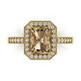 thumbnail image 1 of Clara Pucci 14K Yellow Gold Solid Gold Champagne Halo Anniversary Ring for Women - 2.78 cttw Emerald Cut, 1 of 8