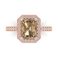 thumbnail image 1 of 2.78 ct Emerald Cut Simulated Champagne Diamond with Simulated Diamond Halo Accents 18K Rose Gold Womens Engagement Ring, 1 of 6