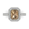 thumbnail image 1 of 2.78 ct Emerald Cut Simulated Champagne Diamond with Simulated Diamond Halo Accents 18K White Gold Womens Engagement Ring, 1 of 5