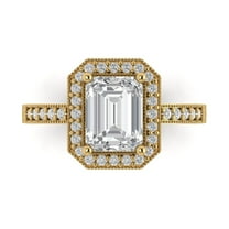 2.78 ctw Halo Anniversary Ring for Women | Emerald Cut Zirconia Diamond | Hyperallergenic Solid 18K Yellow Gold