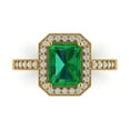 thumbnail image 1 of 2.78 ct Emerald Cut Simulated Emerald Halo Engagement Ring for Women in 18K Yellow Gold, 1 of 5