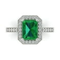 thumbnail image 1 of 2.78 ct Emerald Cut Simulated Emerald with Simulated Diamond Halo Accents 14K White Gold Womens Engagement Ring, 1 of 5