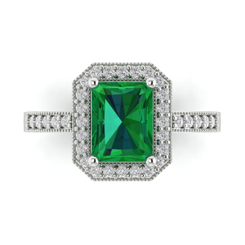 Silver & Simulated Diamond Emerald Cut Vermeil Ring main image 0
