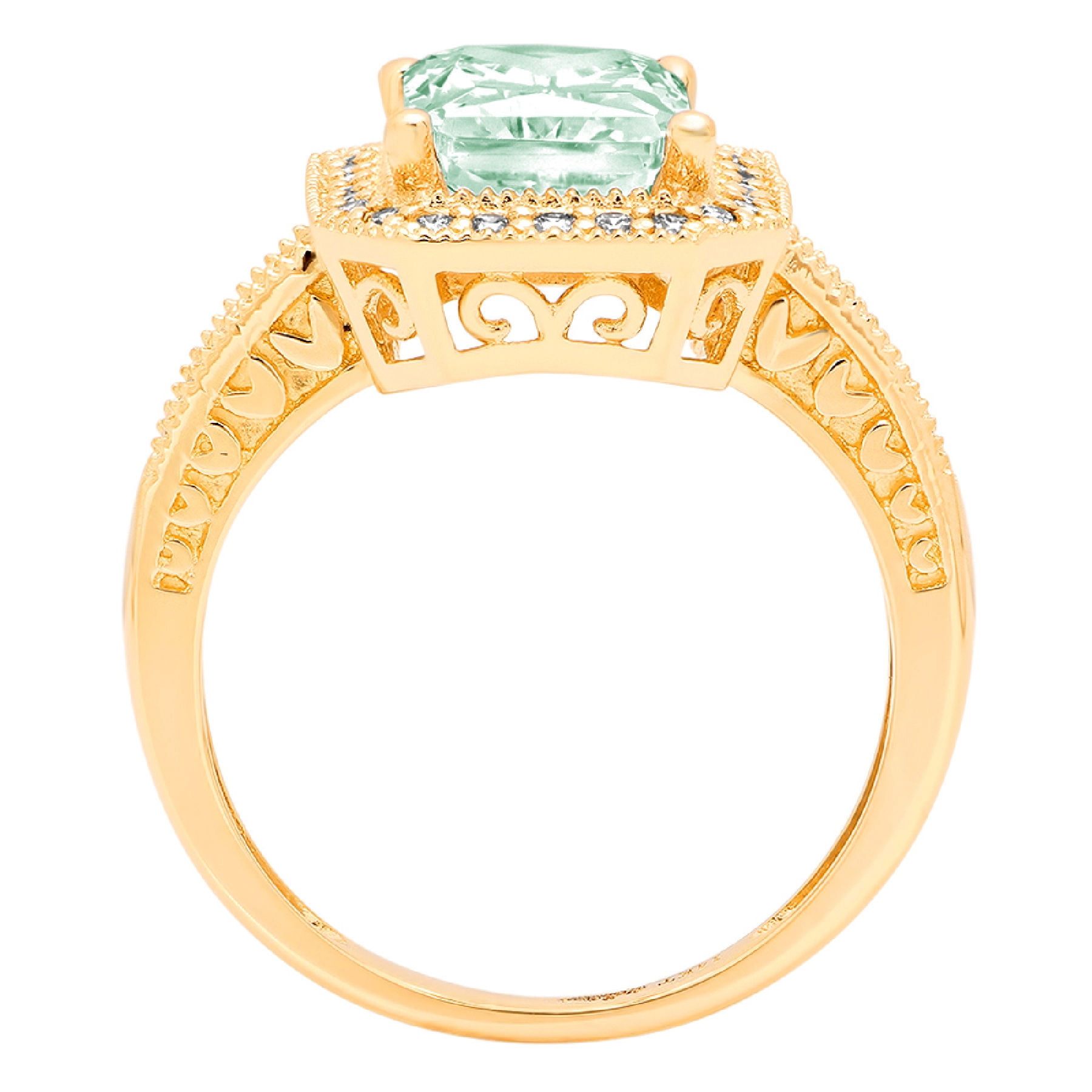 2.78 ct Emerald Cut Simulated Green Diamond Halo Engagement Ring for ...