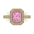 thumbnail image 1 of Clara Pucci 14K Yellow Gold Solid Gold Pink Halo Anniversary Ring for Women - 2.78 cttw Emerald Cut, 1 of 8