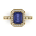 thumbnail image 1 of 2.78 ct Emerald Cut Simulated Tanzanite Halo Engagement Ring for Women in 18K Yellow Gold, 1 of 5