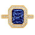 thumbnail image 1 of 2.78 ct Emerald Cut Simulated Tanzanite with Simulated Diamond Halo Accents 14K Yellow Gold Womens Engagement Ring, 1 of 3