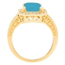 2.78 ct Emerald Cut Simulated Turquoise Halo Engagement Ring for Women in 18K Yellow Gold
