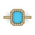 thumbnail image 1 of 2.78 ct Emerald Cut Simulated Turquoise with Simulated Diamond Halo Accents 14K Yellow Gold Womens Engagement Ring, 1 of 5