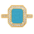 thumbnail image 1 of 2.78 ct Emerald Cut Simulated Turquoise with Simulated Diamond Halo Accents 18K Yellow Gold Womens Engagement Ring, 1 of 6