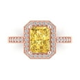 thumbnail image 1 of 2.78 ct Emerald Cut Simulated Yellow Diamond with Simulated Diamond Halo Accents 14K Rose Gold Womens Engagement Ring, 1 of 6