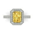 thumbnail image 1 of 2.78 ct Emerald Cut Simulated Yellow Diamond with Simulated Diamond Halo Accents 14K White Gold Womens Engagement Ring, 1 of 6
