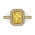 thumbnail image 1 of 2.78 ct Emerald Cut Simulated Yellow Diamond with Simulated Diamond Halo Accents 14K Yellow Gold Womens Engagement Ring, 1 of 5