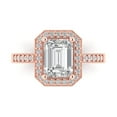 thumbnail image 1 of 2.78 ct Emerald Cut White Sapphire with Simulated Diamond Halo Accents 14K Rose Gold Womens Engagement Ring, 1 of 6