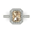 thumbnail image 1 of 2.78 ct Emerald Cut Yellow Moissanite with Simulated Diamond Halo Accents 18K White Gold Womens Engagement Ring, 1 of 6