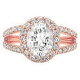 thumbnail image 1 of 2.78 ct Oval Cut Real Genuine Natural Diamond SI1-SI2 J-K 14K Rose Gold Halo Promise Wedding Statement Engagement Designer Ring W/ Crystal side stones size 9, 1 of 7