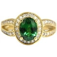 thumbnail image 1 of 2.78CT NATURAL OVAL VIVID MINT GREEN TSAVORITE DIAMONDS DOUBLE SHANK RING, 1 of 7