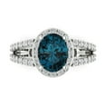 thumbnail image 1 of 2.78ct Oval Cut Blue Natural London Blue Topaz 14k White Gold Engraving Statement Bridal Wedding Halo Designer Ring Size 5.5, 1 of 5