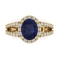 thumbnail image 1 of Clara Pucci 14K Yellow Gold 2.6ct BlueSapphire Halo Ring for Women, 1 of 7