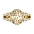 thumbnail image 1 of 2.78ct Oval Cut Brown Natural Morganite 18k Yellow Gold Engraving Statement Bridal Wedding Halo Designer Ring Size 9.5, 1 of 5
