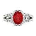 thumbnail image 1 of 2.78ct Oval Cut Pink Tourmaline 18k White Gold Engraving Statement Bridal Wedding Halo Designer Ring Size 10, 1 of 5