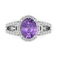 thumbnail image 1 of 2.78ct Oval Cut Purple Alexandrite 18k White Gold Engraving Statement Bridal Wedding Halo Designer Ring Size 3.5, 1 of 5