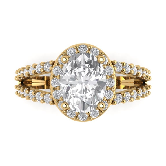 Clara Pucci 14K Yellow Gold 2.6ct WhiteSapphire Halo Ring for Women