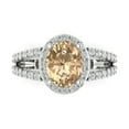 thumbnail image 1 of 2.78ct Oval Cut Yellow Moissanite 18k White Gold Engraving Statement Bridal Wedding Halo Designer Ring Size 8.5, 1 of 5