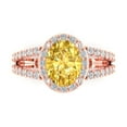thumbnail image 1 of 2.78ct Oval Cut Yellow Natural Citrine 14k Pink Rose Gold Engraving Statement Bridal Wedding Halo Designer Ring Size 6.5, 1 of 1