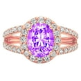thumbnail image 1 of 2.78ct Oval cut - Solitaire with Accents - Simulated Amethyst - 18k Rose Gold - Engagement Ring, 1 of 7