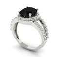 thumbnail image 1 of 2.78ct oval cut black natural onyx 18k white gold halo Bridal Wedding Engagement Promise Anniversary Ring for Women size 7.5, 1 of 7