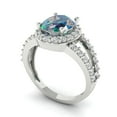 thumbnail image 1 of 2.78ct oval cut blue moissanite 18k white gold halo Bridal Wedding Engagement Promise Anniversary Ring for Women size 4.5, 1 of 7