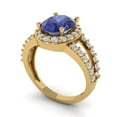 thumbnail image 1 of 2.78ct oval cut blue tanzanite 18k yellow gold halo Bridal Wedding Engagement Promise Anniversary Ring for Women size 5.25, 1 of 7