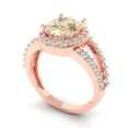 thumbnail image 1 of 2.78ct oval cut brown natural morganite 18k rose gold halo Bridal Wedding Engagement Promise Anniversary Ring for Women size 4.25, 1 of 7