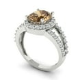 thumbnail image 1 of 2.78ct oval cut champagne Zircon 14k white gold halo Bridal Wedding Engagement Promise Anniversary Ring for Women size 5.25, 1 of 7