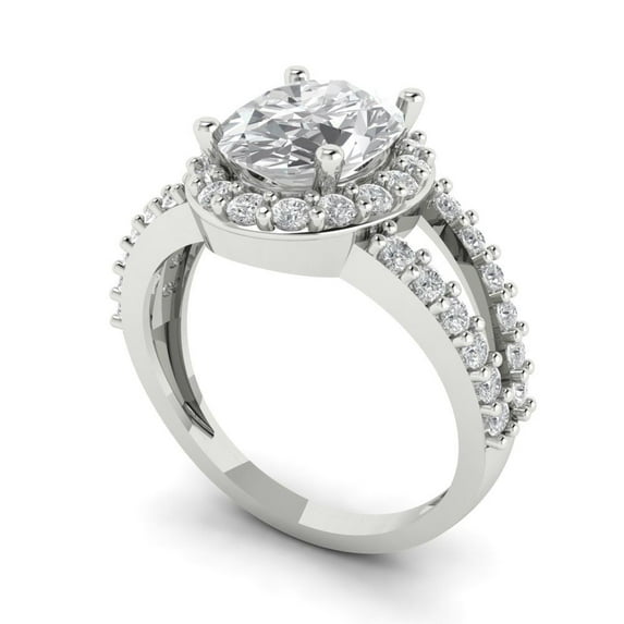 2.78ct oval cut clear moissanite 18k white gold halo Bridal Wedding Engagement Promise Anniversary Ring for Women size 4.75