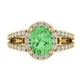 thumbnail image 1 of Clara Pucci 14K Yellow Gold Solid Gold Green Halo Anniversary Ring for Women - 2.6 cttw Oval Cut, 1 of 7