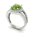 thumbnail image 1 of 2.78ct oval cut green natural peridot 14k white gold halo Bridal Wedding Engagement Promise Anniversary Ring for Women size 5.25, 1 of 7