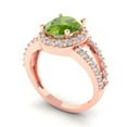 thumbnail image 1 of 2.78ct oval cut green natural peridot 18k rose gold halo Bridal Wedding Engagement Promise Anniversary Ring for Women size 7, 1 of 7