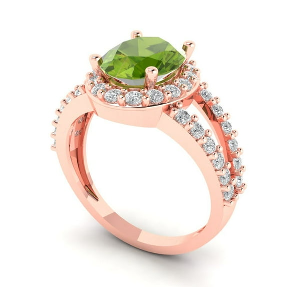 2.78ct oval cut green natural peridot 18k rose gold halo Bridal Wedding Engagement Promise Anniversary Ring for Women size 8.5