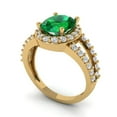 thumbnail image 1 of 2.78ct oval cut green emerald 18k yellow gold halo Bridal Wedding Engagement Promise Anniversary Ring for Women size 9.75, 1 of 7
