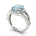 thumbnail image 1 of 2.78ct oval cut natural swiss blue topaz 18k white gold halo Bridal Wedding Engagement Promise Anniversary Ring for Women size 9.25, 1 of 7