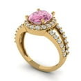 thumbnail image 1 of 2.78ct oval cut pink Zircon 18k yellow gold halo Bridal Wedding Engagement Promise Anniversary Ring for Women size 7, 1 of 7